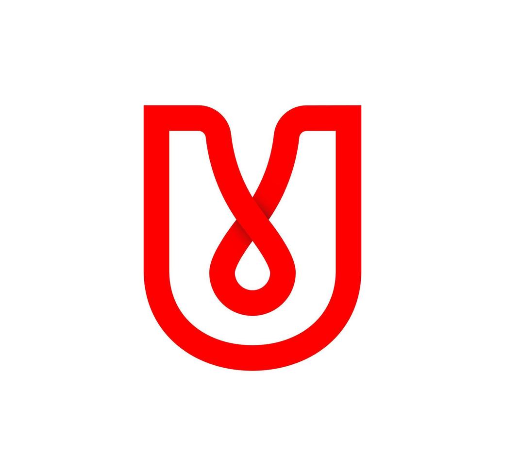 Buchstabe u Unendlichkeitszeichen. zyklischer roter Buchstabe u. moderne natürliche Endlosschleife. futuristisches Logo Corporate Design. vektor