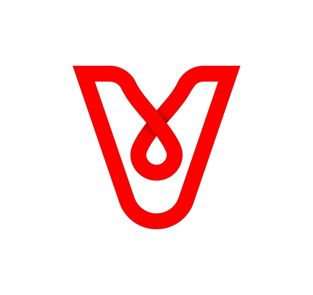 brev v oändlighet tecken. cyklisk röd brev v. modern naturlig ändlös slinga. trogen logotyp företags- design. vektor