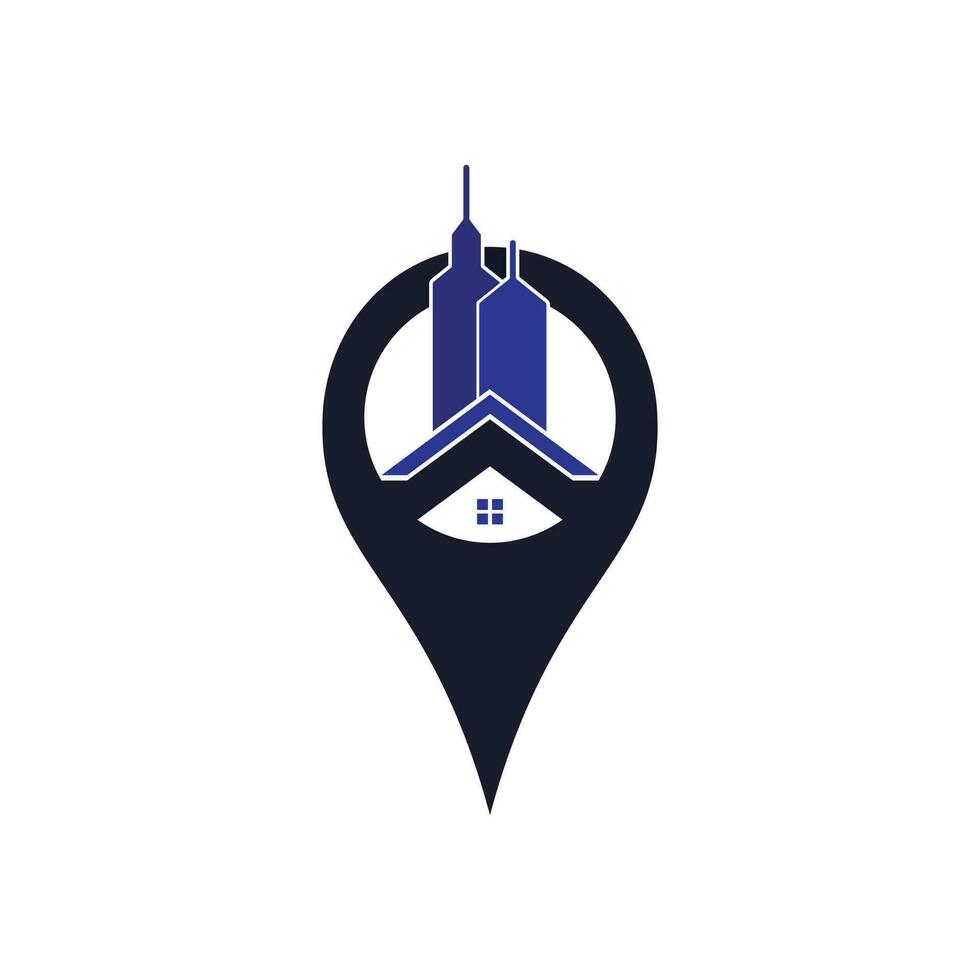 byggnader med punkt plats symbol logotyp design mall. vektor