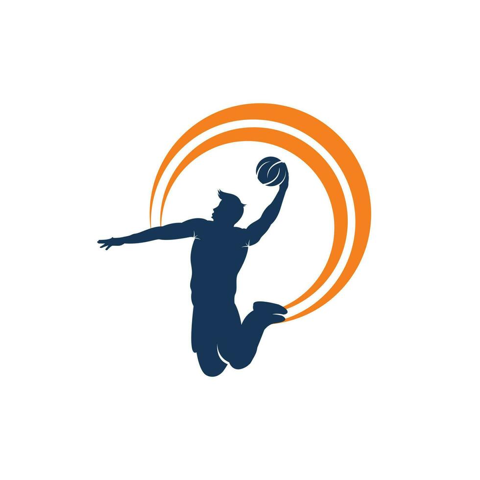 Basketball-Sport-Vektor-Logo-Design. Basketballspieler-Slam-Dunk-Designvektor. vektor