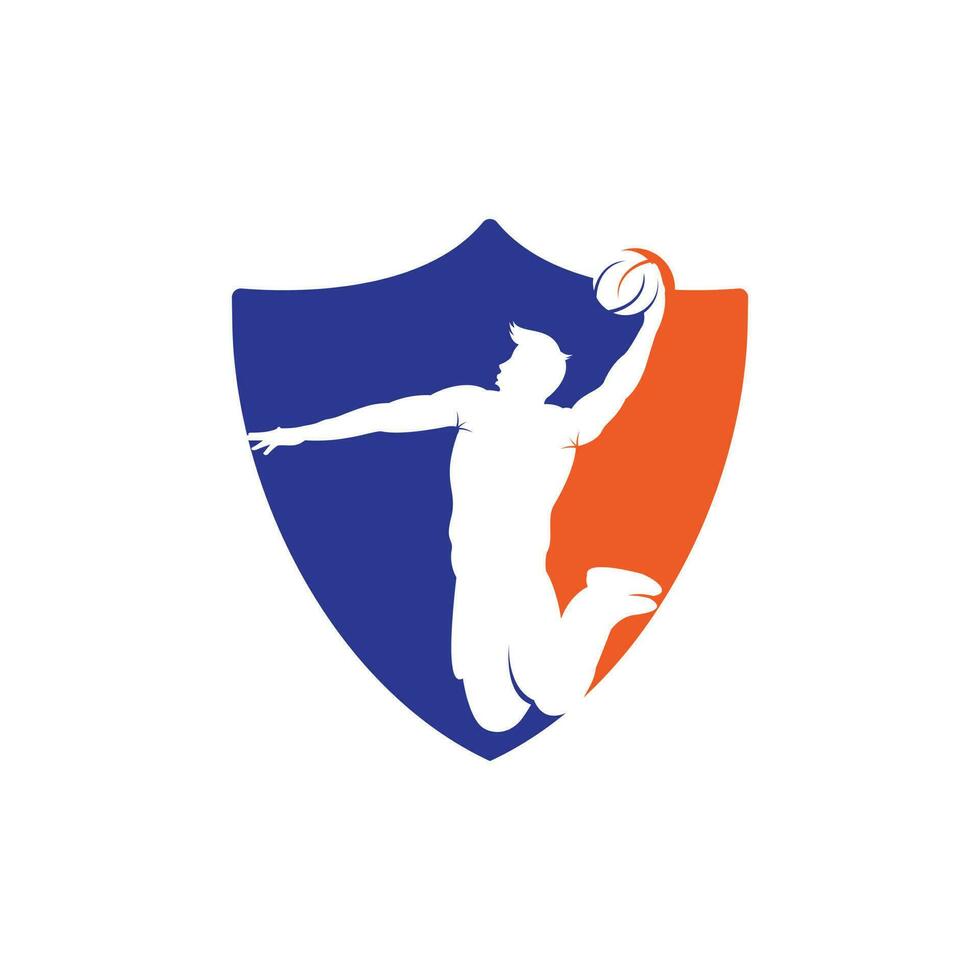 Basketball-Sport-Vektor-Logo-Design. Basketballspieler-Slam-Dunk-Designvektor. vektor