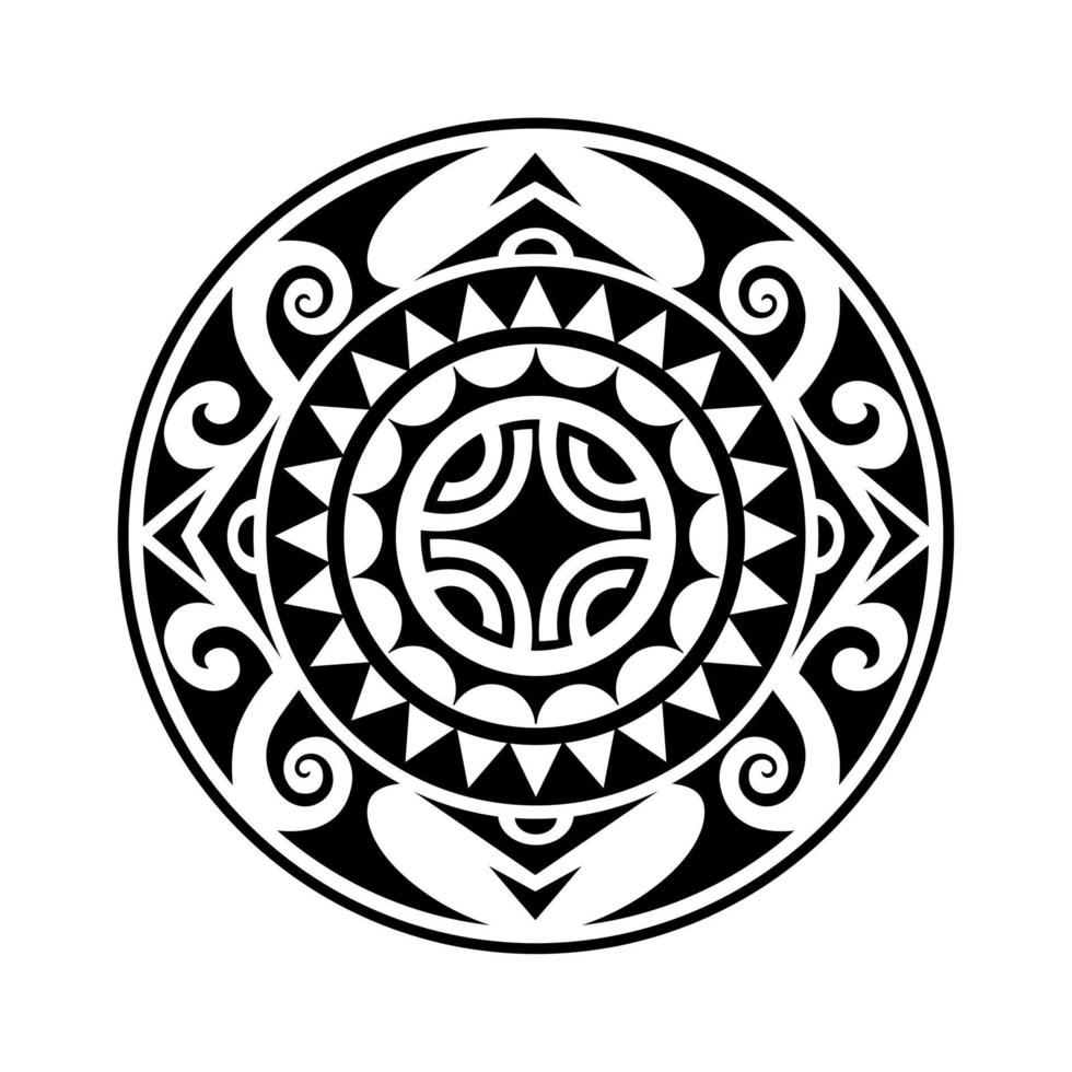 runda tatuering geometrisk prydnad med hakkors maori stil. svart och vit vektor