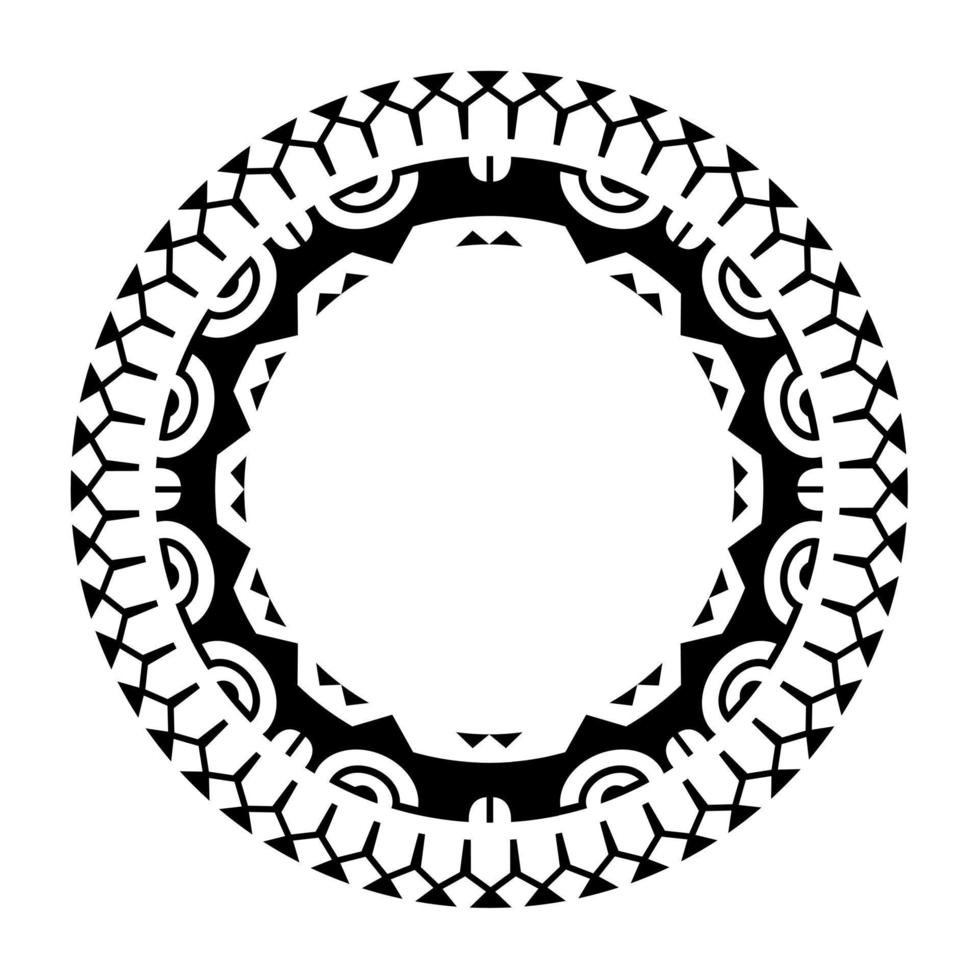 rundes maori geometrisches rundes Rahmendesign. Schwarz und weiß vektor