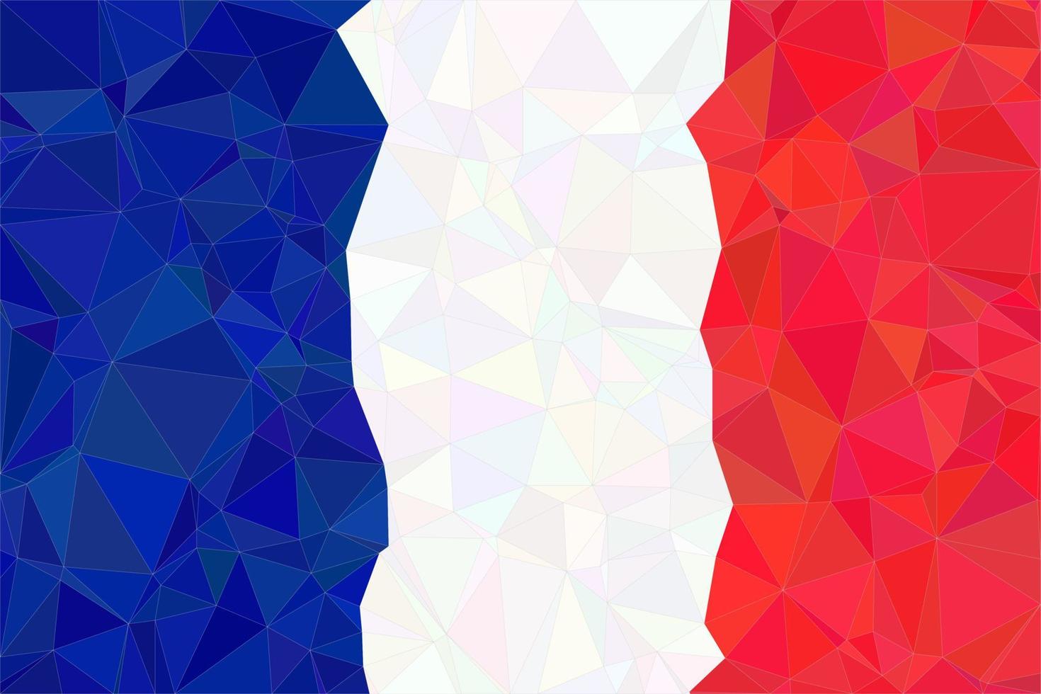 abstrakter polygonaler Hintergrund mit bunten blauen, weißen und roten Streifen der französischen Flagge. Polygonale Flagge von Frankreich. Vektor-Illustration. vektor