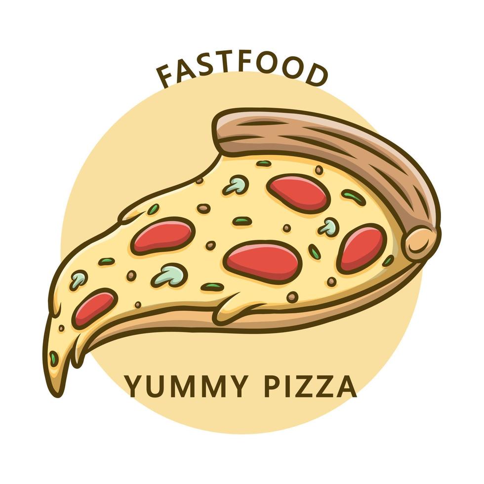 pizza snabbmat logotyp. mat och dryck illustration. skiva pizza mozzarella ikon symbol vektor