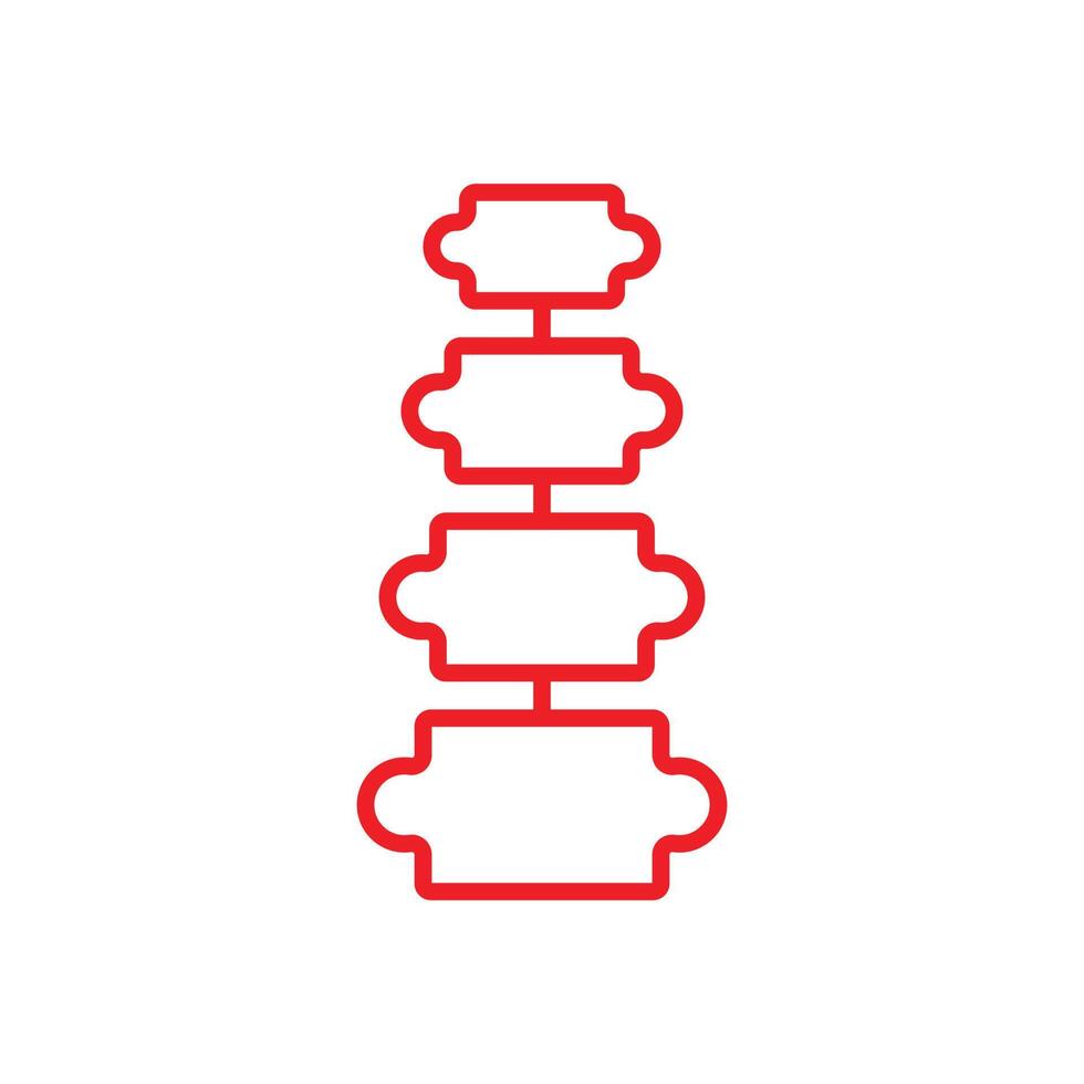 eps10 rotes Vektorsymbol für menschliche Wirbelsäulenknochenstruktur isoliert auf weißem Hintergrund. Wirbelsäulendiagnostik-Umrisssymbol in einem einfachen, flachen, trendigen, modernen Stil für Ihr Website-Design, Logo und mobile App vektor