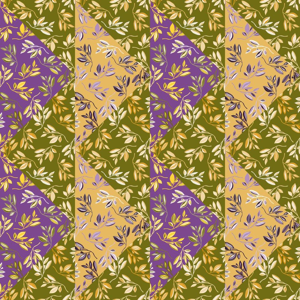 handgezeichnete Zweigfliese im Retro-Stil. botanische endlose Tapete. schönes Vintage-Blätter-Mosaik-nahtloses Muster. vektor