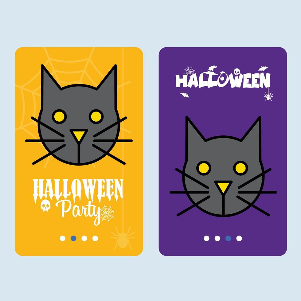 glückliches halloween-einladungsdesign mit katzenvektor vektor