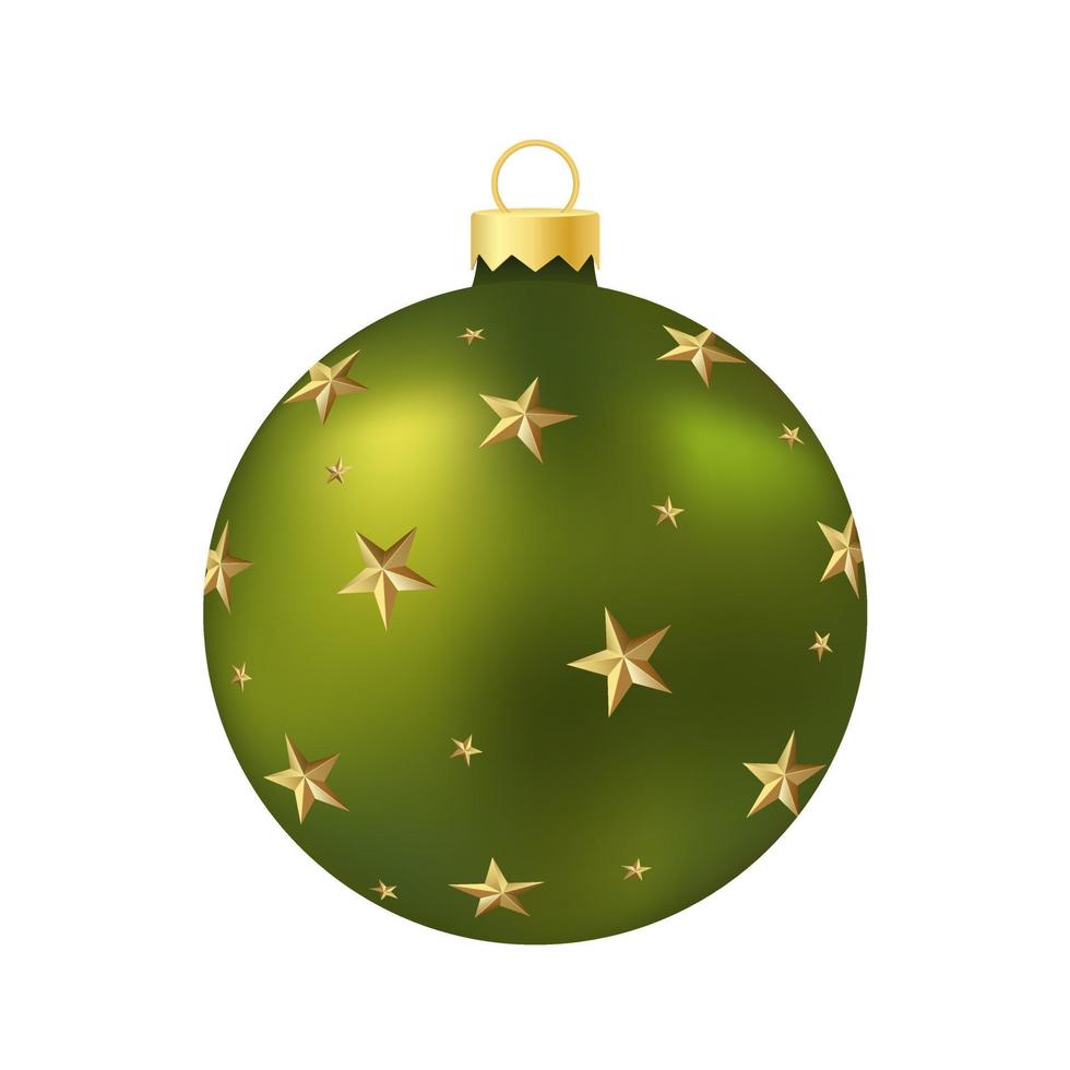 grünes weihnachtsbaumspielzeug oder ball volumetrische und realistische farbabbildung vektor