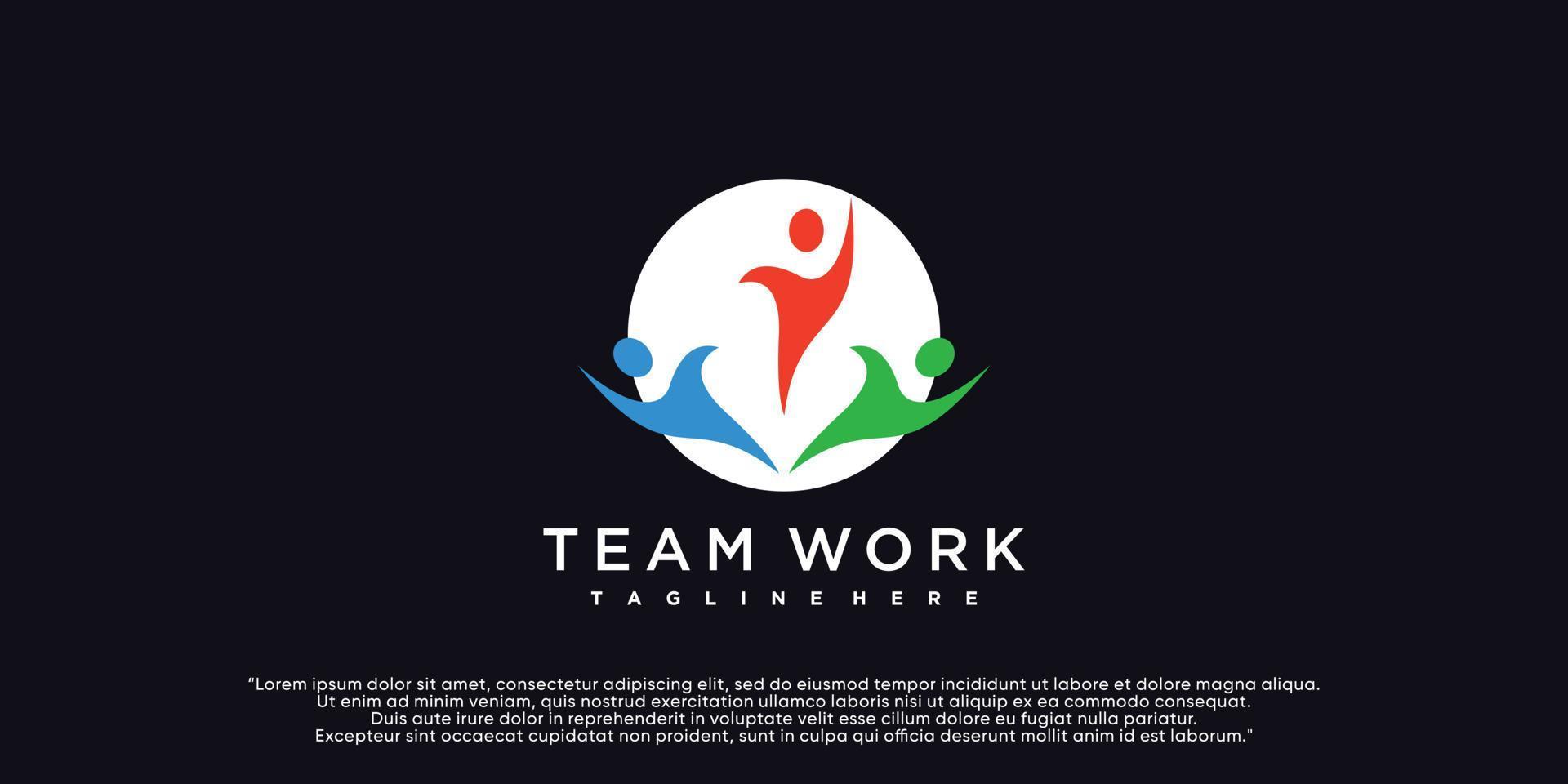 team arbete logotyp design med modern stil premie vektor