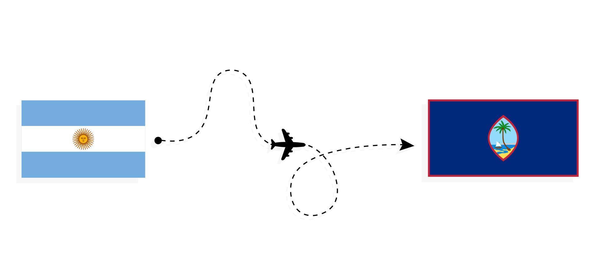 flyg och resa från argentina till guam förbi passagerare flygplan resa begrepp vektor