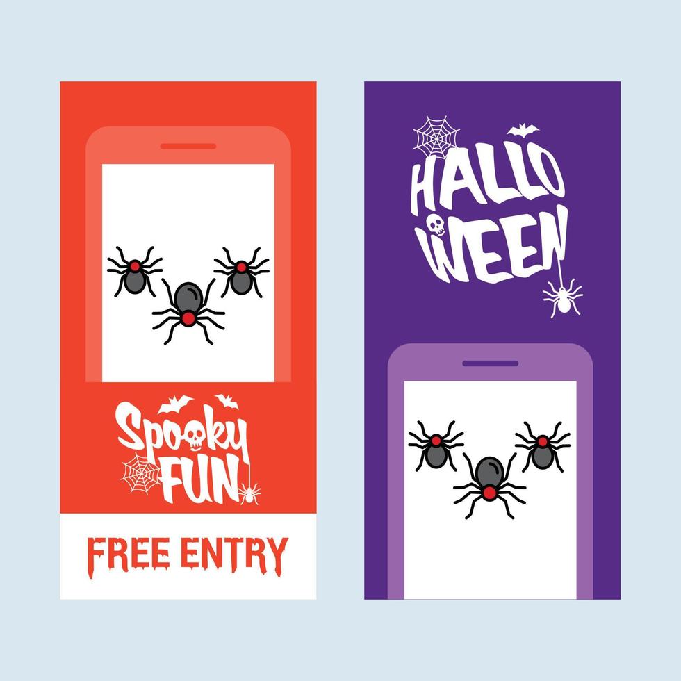glückliches Halloween-Einladungsdesign mit Spinnenvektor vektor