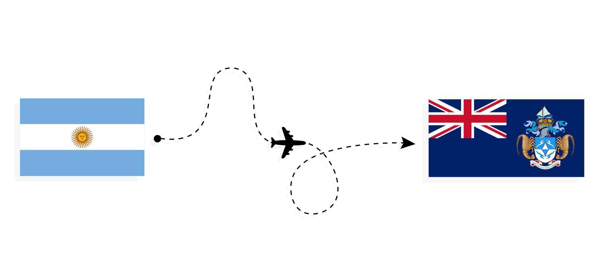 flyg och resa från argentina till tristan da cunha förbi passagerare flygplan resa begrepp vektor