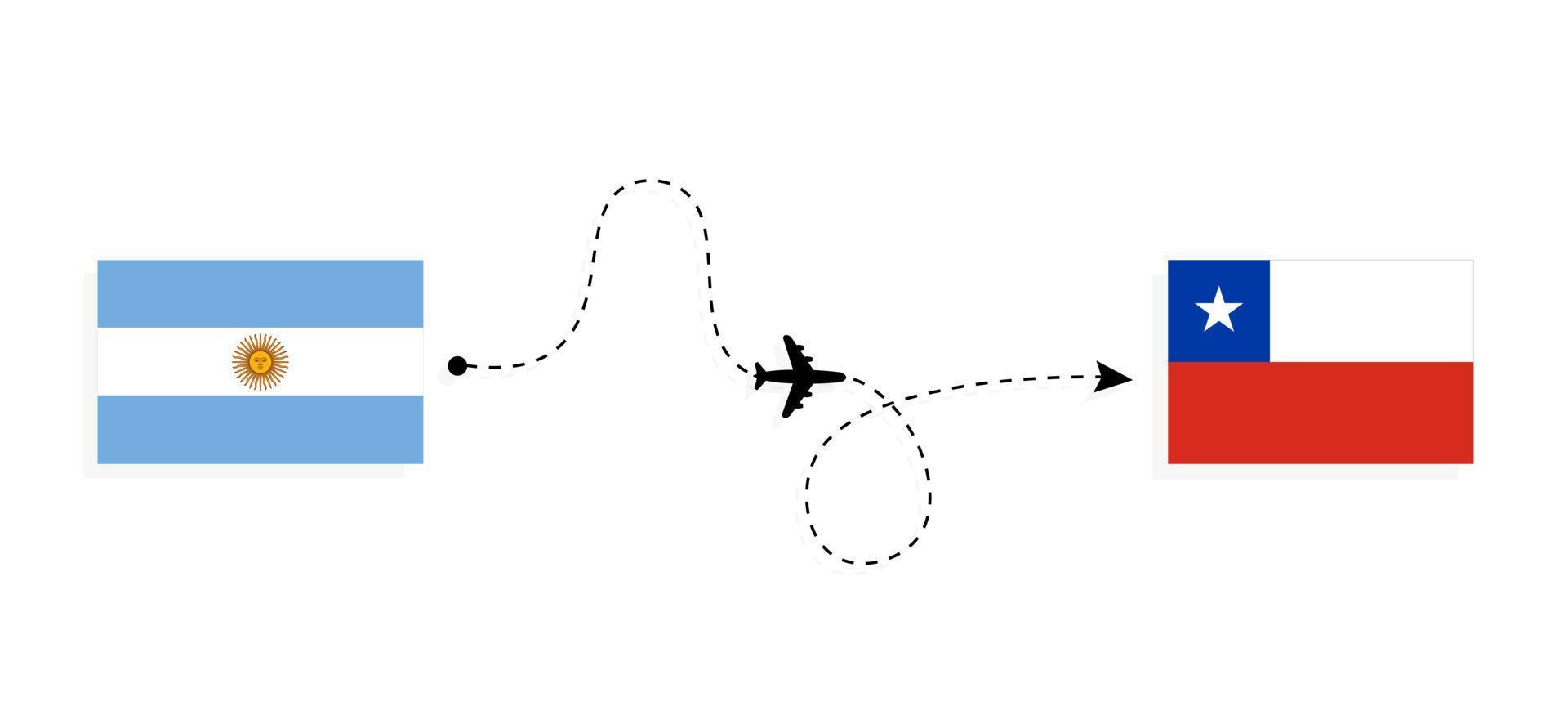 flyg och resor från Argentina till Chile med passagerarflygplan vektor