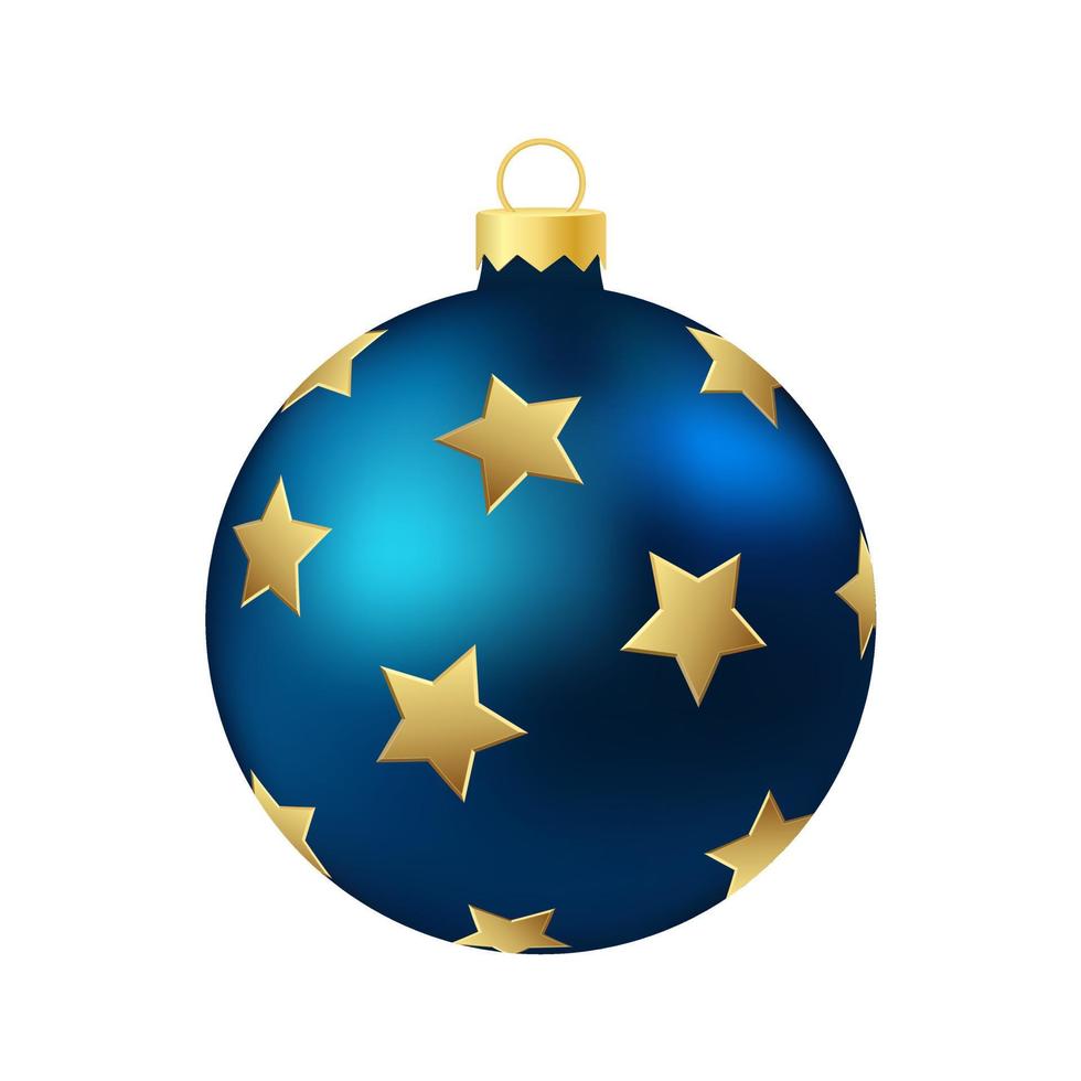 mörkblå julgran leksak eller boll volymetrisk och realistisk färg illustration vektor