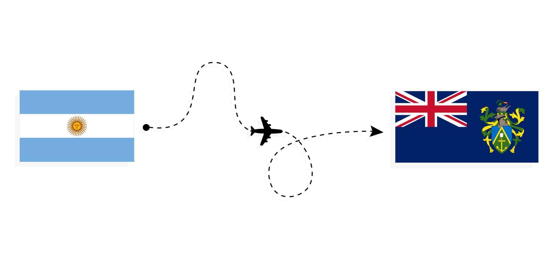 flyg och resa från argentina till pitcairn öar förbi passagerare flygplan resa begrepp vektor