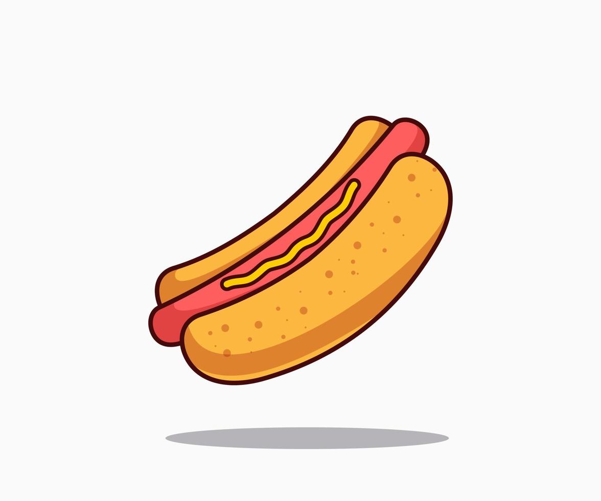 Vektor-Illustration von Hot-Dog-Symbol. flacher Cartoon-Stil. auf weißem Hintergrund. vektor