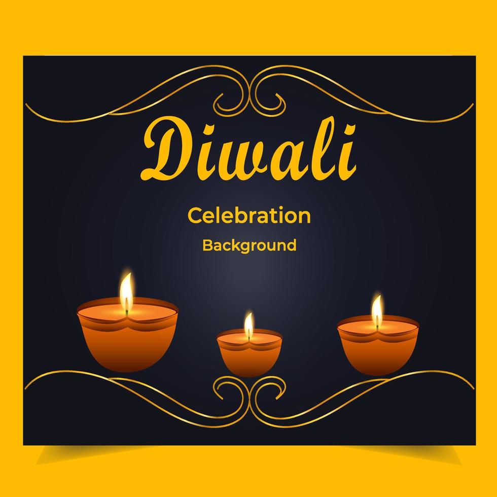 Diwali-Festival-Hintergrunddesign, ausgezeichnetes Erstellen bunter Dreiecke, helles Konzept, runde oder kreisförmige Form mit Beleuchtungshintergrund und Öllampen vektor