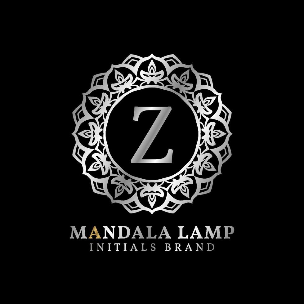Buchstabe z Mandala Lampeninitialen dekoratives Vektor-Logo-Design für Hochzeit, Spa, Hotel, Schönheitspflege vektor