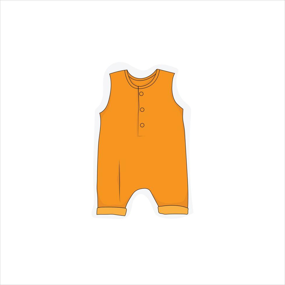 ärmelloser babyoverall in orangefarbenem farbdesign für babyhintergrundschablonendesign vektor