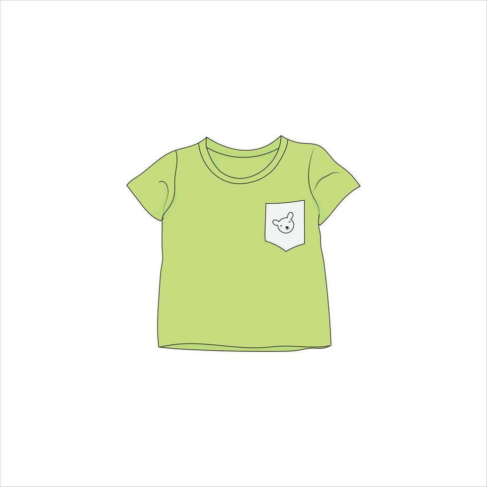 Baby-T-Shirt-Vorlage in grüner Farbe mit Hemdtaschen-Design für Baby-Vorlagen-Design vektor