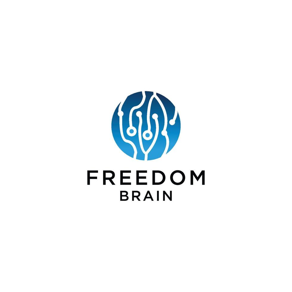 frihet hjärna logotyp ikon design mall platt vektor