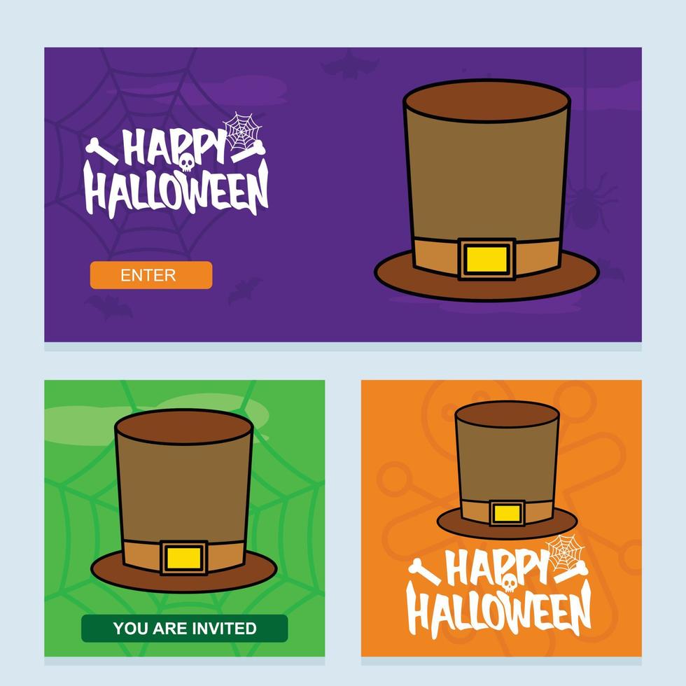 Lycklig halloween inbjudan design med hatt vektor