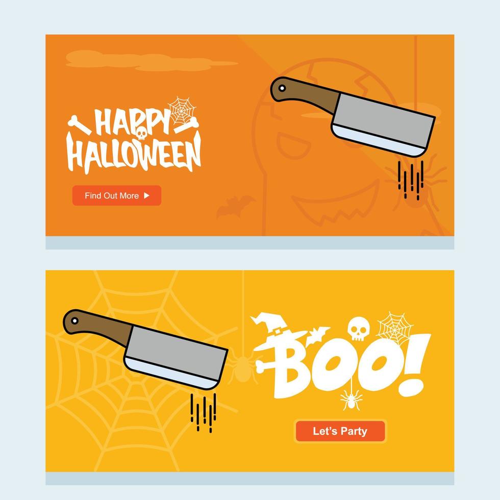 Lycklig halloween inbjudan design med kniv vektor