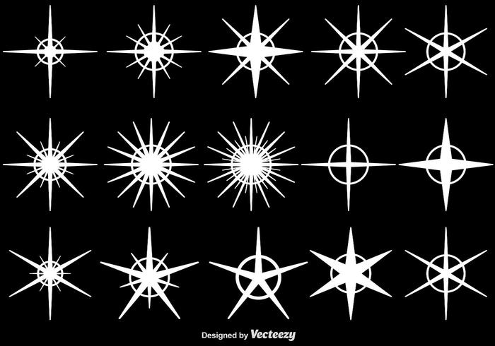 White Stars Flat Vector Ikoner Collection