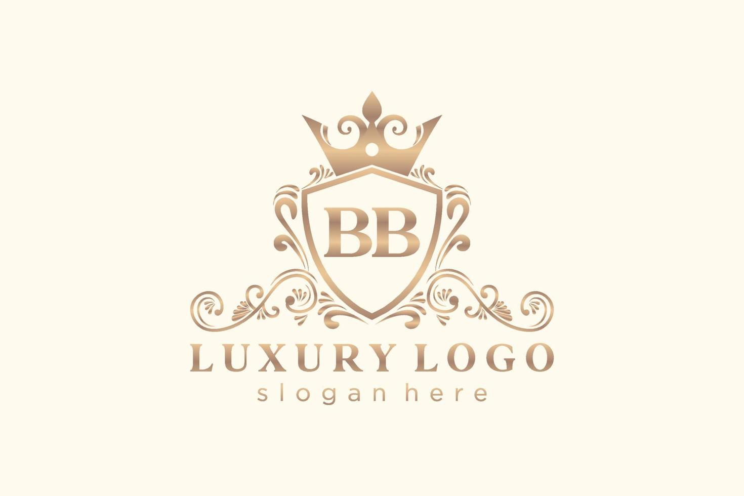 första bb brev kunglig lyx logotyp mall i vektor konst för restaurang, kungligheter, boutique, Kafé, hotell, heraldisk, Smycken, mode och Övrig vektor illustration.