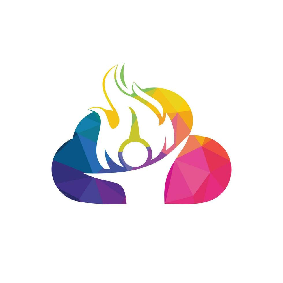 Feuerwehrmann und Cloud-Vektor-Logo-Design. Logo mit rotem Flammencharakter. Vektor-Logo-Kombination aus Mann und Feuer. vektor