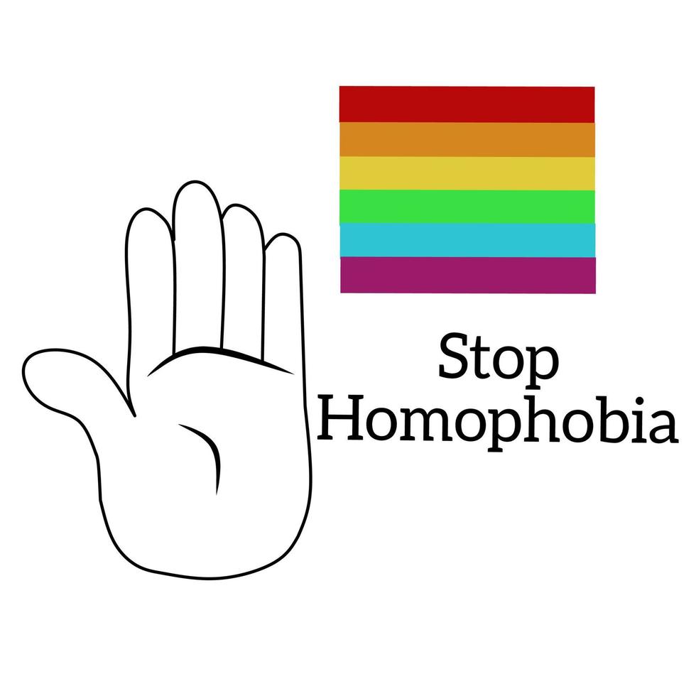 Vektor-Illustration von Stopp-Homophobie-Banner-Symbol und Zeichen, die gleichgeschlechtliche Beziehungen verbieten vektor