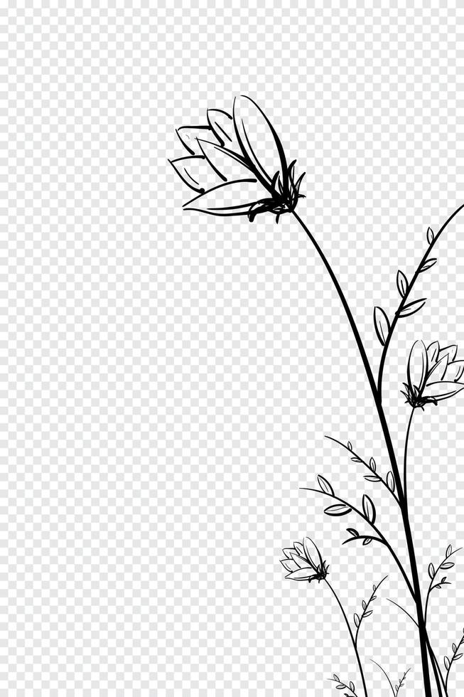 botanisk teckning. minimal växtlogotyp, blad och blommande abstrakt skisselement. vektor handritad bröllopsinbjudan dekoration. vektor illustration