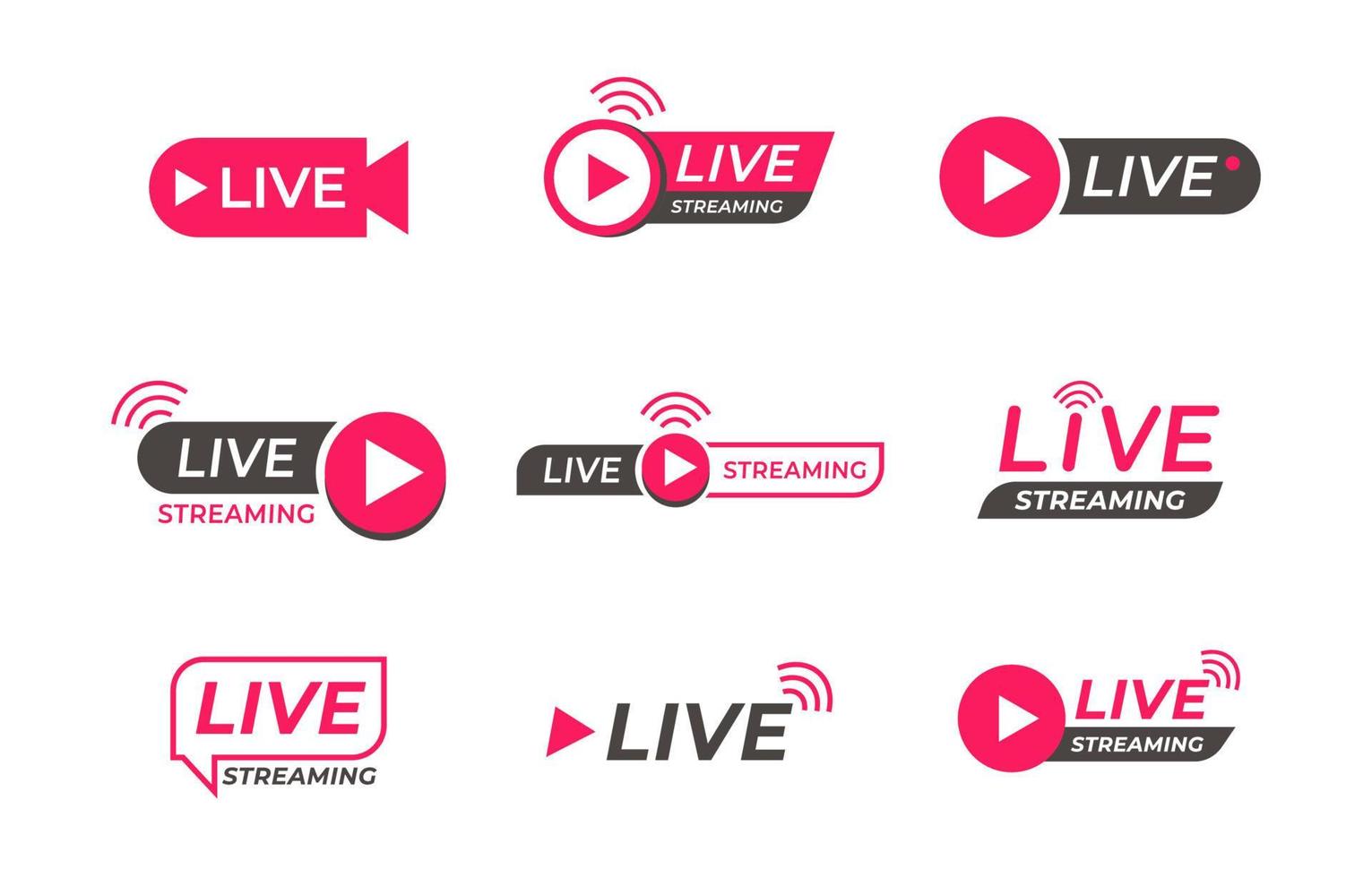 Set von Live-Streaming-Icon-Abzeichen vektor