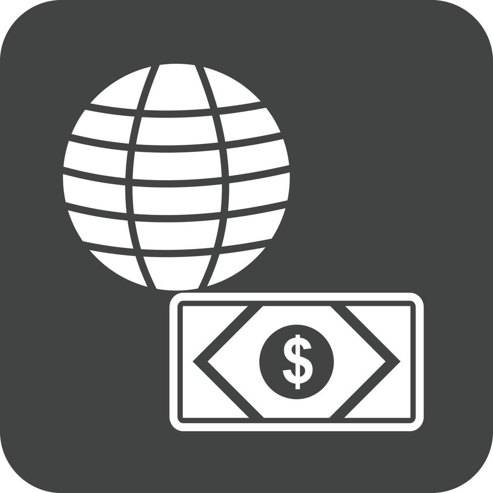 Symbol für den runden Hintergrund der globalen Bargeldtransfer-Glyphe vektor