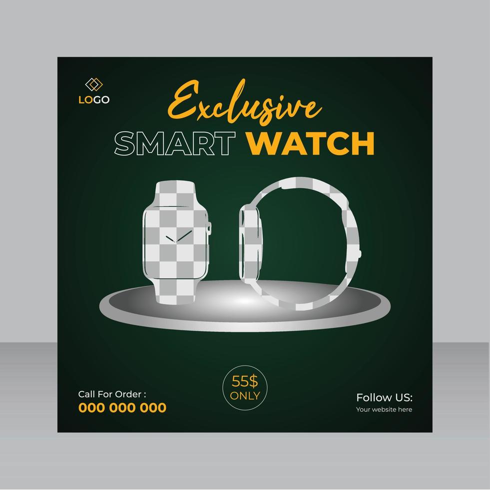 smart watch produktverkauf und werbung social media post ad banner vorlagendesign vektor