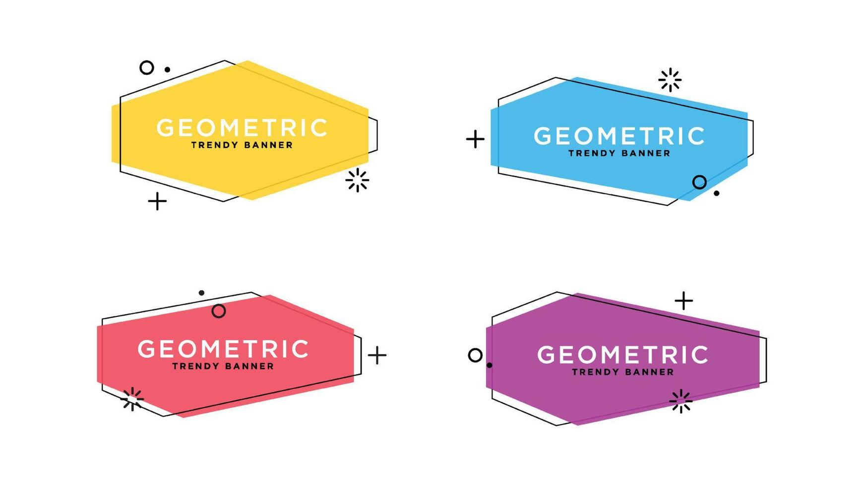 Reihe von trendigen flachen geometrischen Vektorbannern. Vintage-Farben und -Formen. vorlage bereit für den einsatz im web- oder druckdesign. vektor