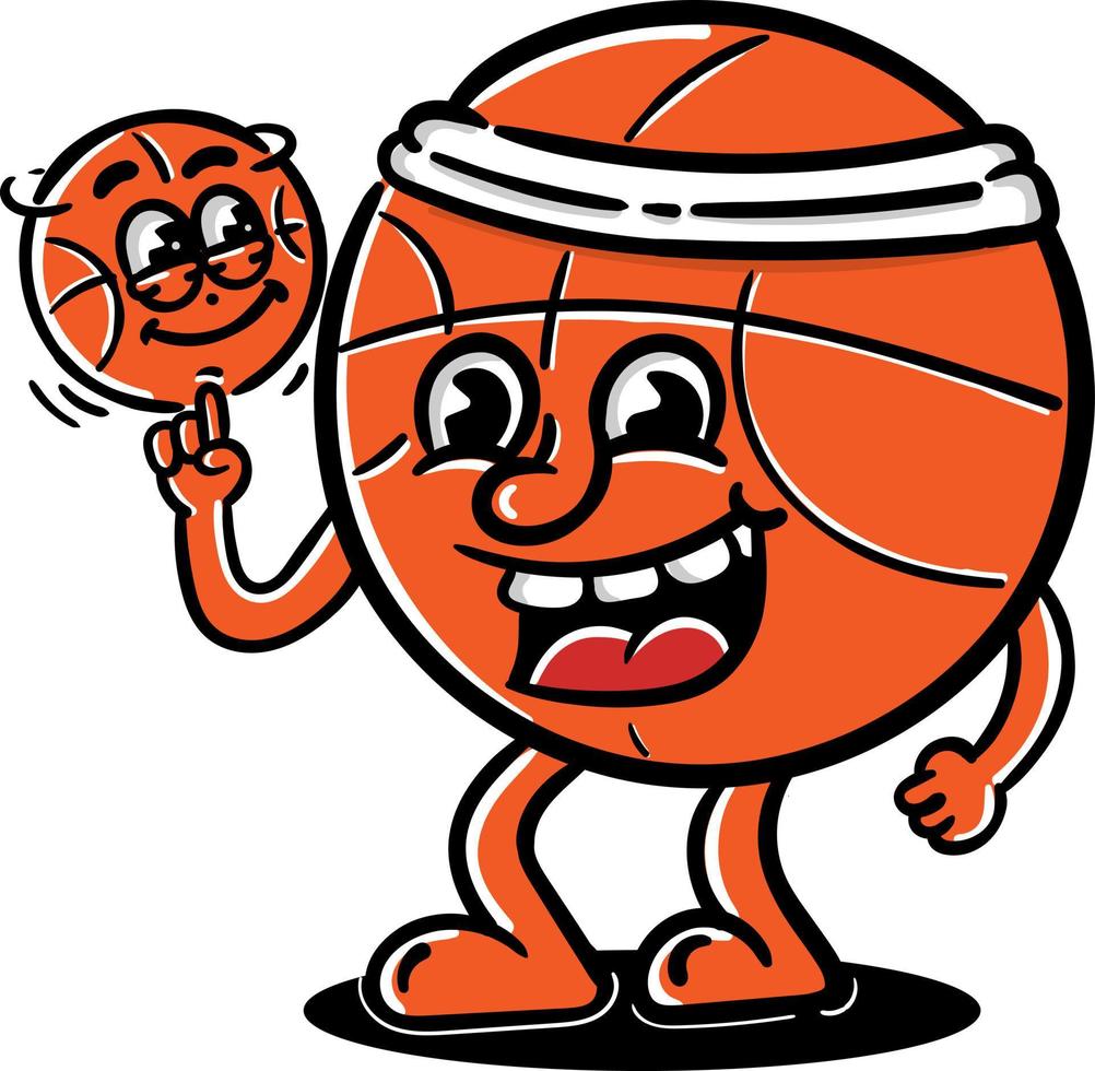 Illustration niedlicher Cartoon-Basketball, der Baby-Basketball spielt vektor