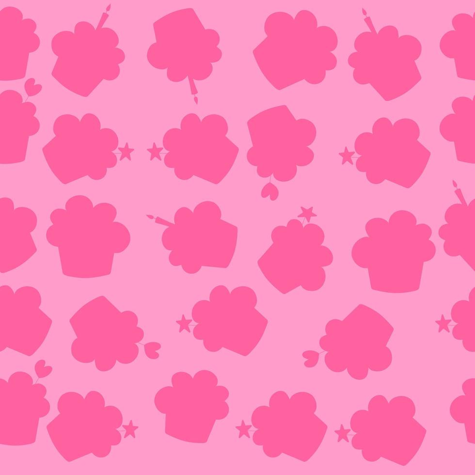 nahtlose rosa Cupcake-Silhouette-Muster. Lebensmittel vektor