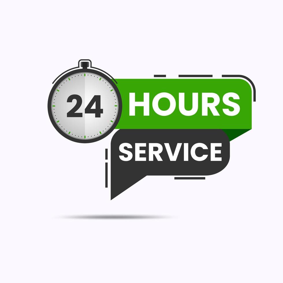 grüner schwarzer 24-Stunden-Service-Logo-Vektor mit Stoppuhr-Symbol vektor