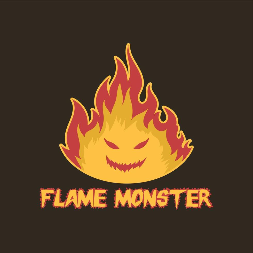 brand flamma monster logotyp vektor