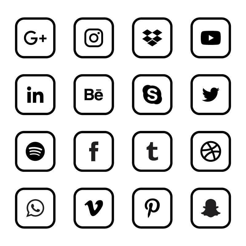 linjära runda ikoner för sociala medier vektor