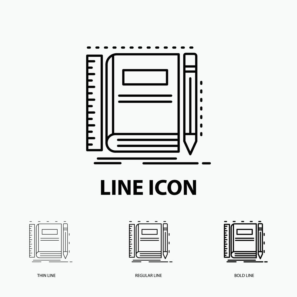 bok. anteckningsbok. anteckningsblock. ficka. skiss ikon i tunn. regelbunden och djärv linje stil. vektor illustration