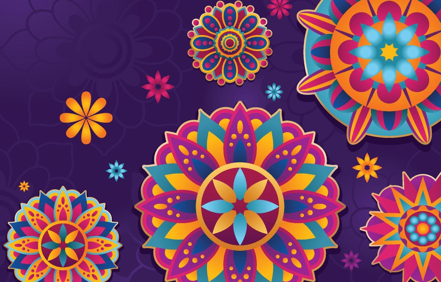 Diwali-Fest mit indischem Rangoli-Hintergrund vektor