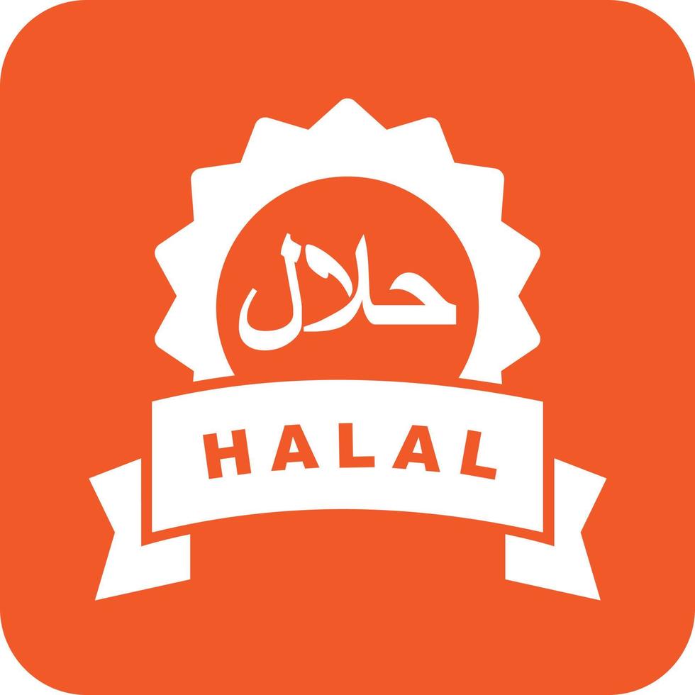 halal klistermärke glyf runda bakgrund ikon vektor