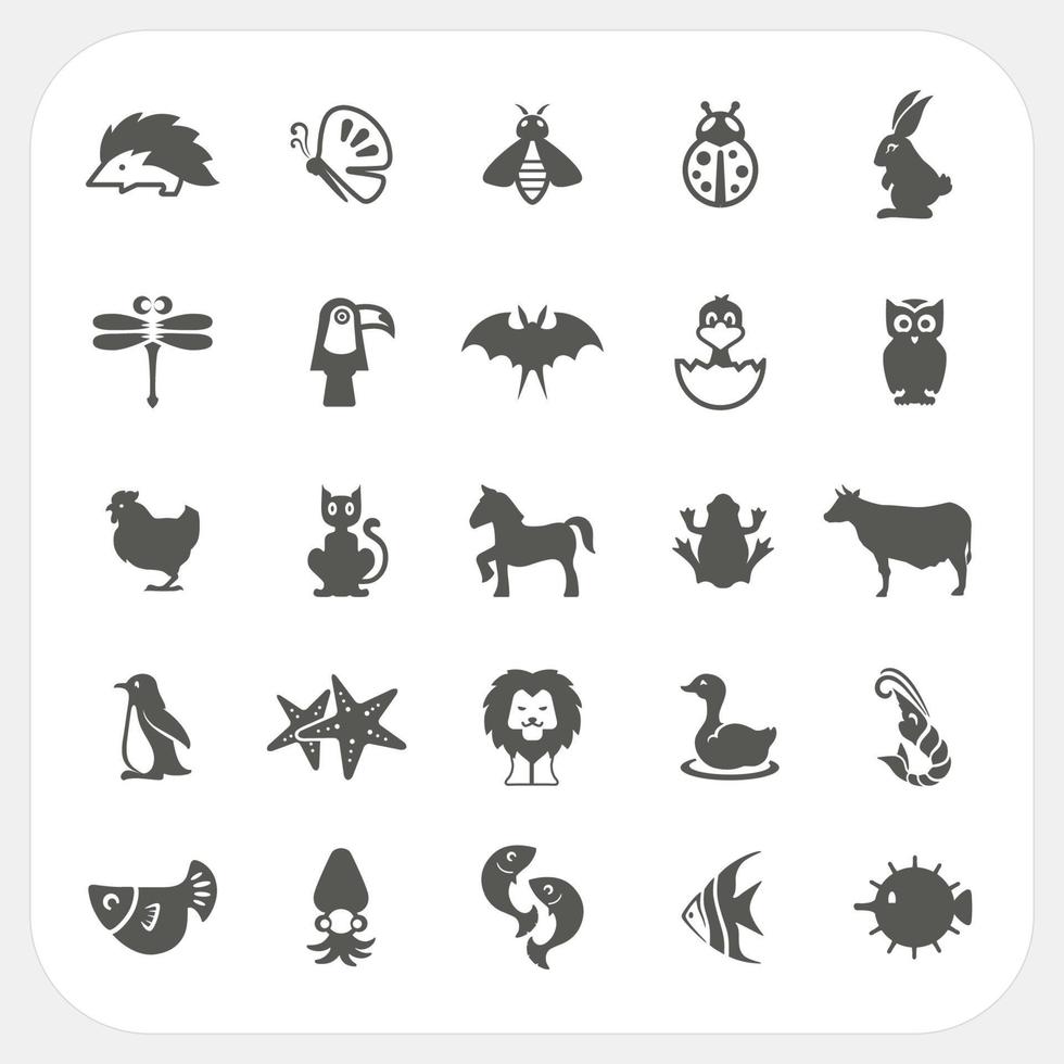 djur- ikoner uppsättning vektor
