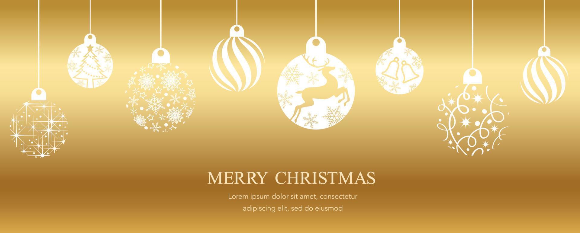 vektor guld bakgrund illustration med jul bollar och text Plats.