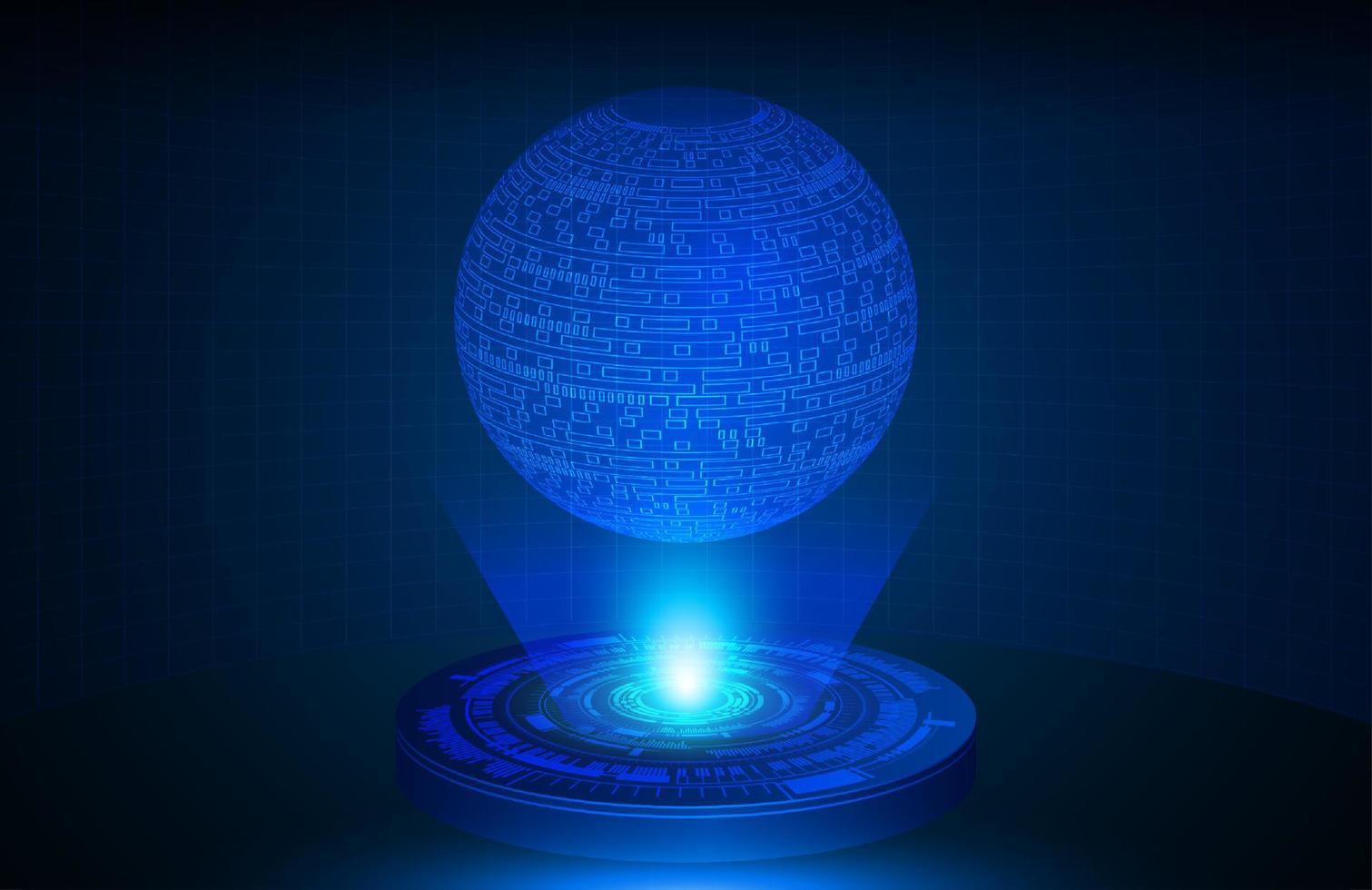 Globus holografischer Projektor auf technologischem Hintergrund vektor
