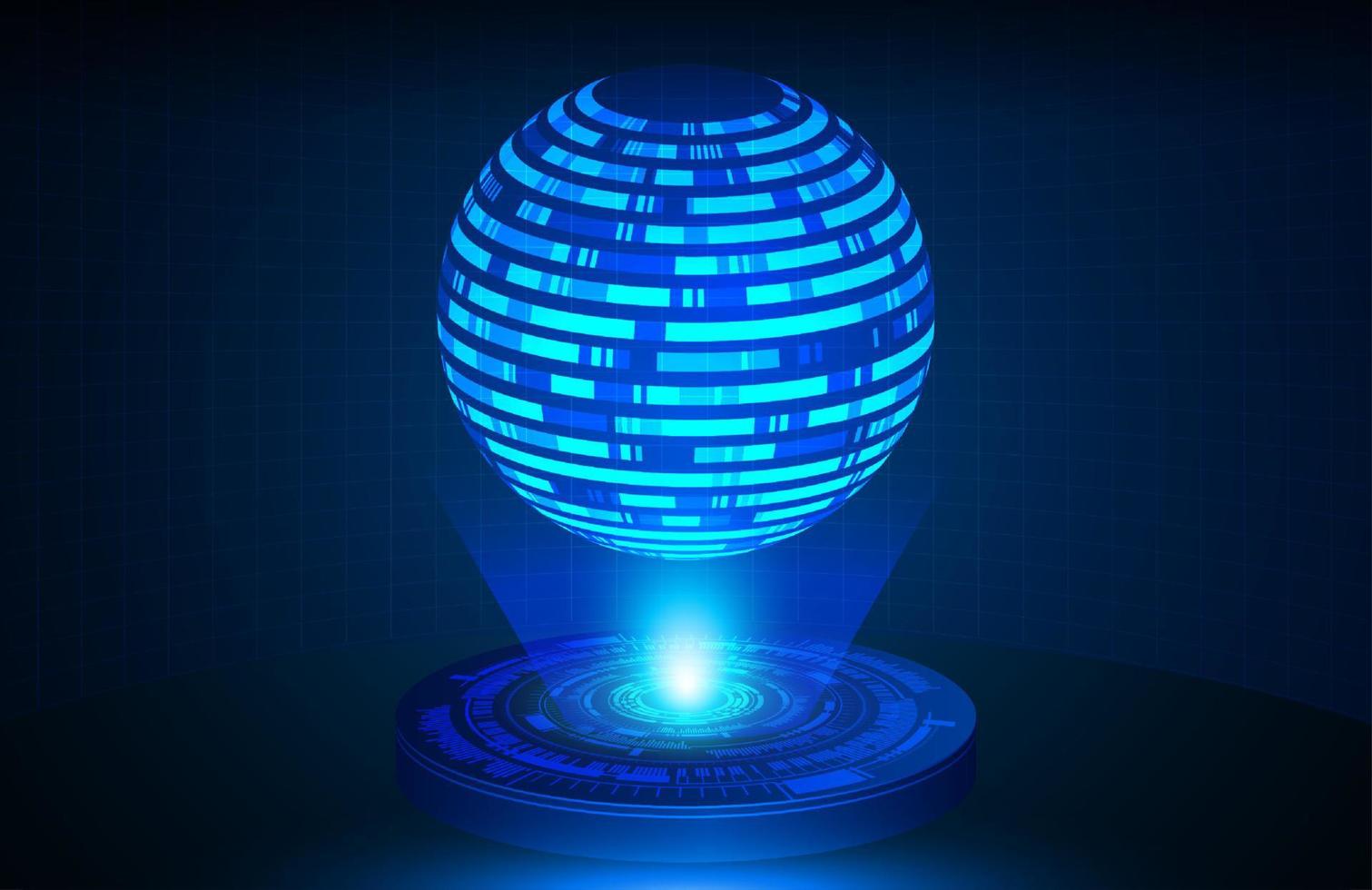 Globus holografischer Projektor auf technologischem Hintergrund vektor
