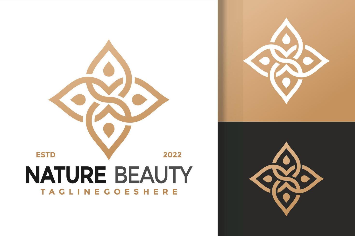 Luxus-Natur-Schönheits-Pur-Drop-Logo-Design, Markenidentitäts-Logos-Vektor, modernes Logo, Logo-Designs-Vektor-Illustrationsvorlage vektor